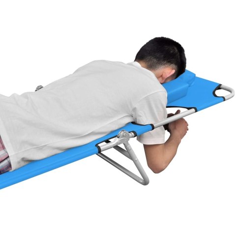  Składany leżak z podgłówkiem, stal, turkusowy Lumarko!