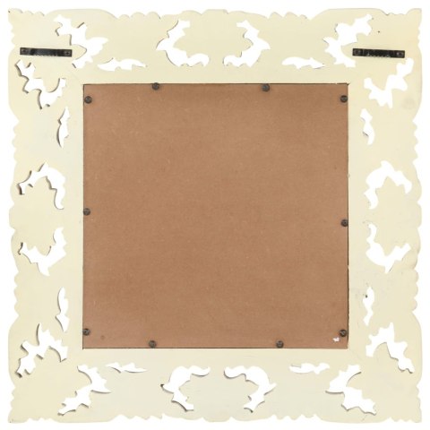  Lustro w ręcznie rzeźbionej, białej ramie, 50x50 cm, mango Lumarko!