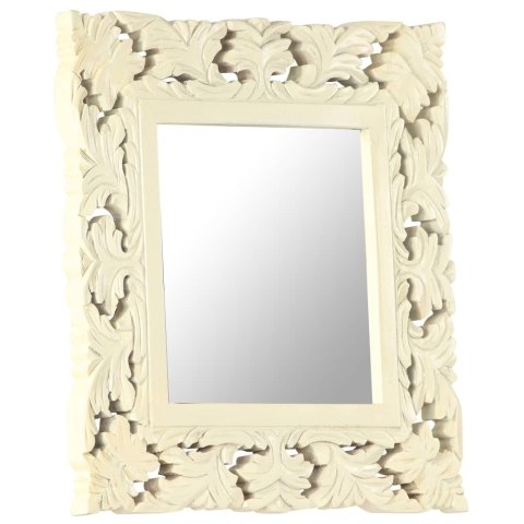  Lustro w ręcznie rzeźbionej, białej ramie, 50x50 cm, mango Lumarko!