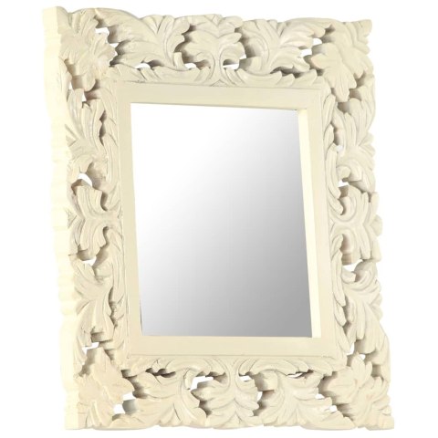 Lustro w ręcznie rzeźbionej, białej ramie, 50x50 cm, mango Lumarko!