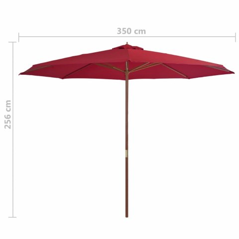  Parasol ogrodowy na drewnianym słupku, 350 cm, burgundowy Lumarko!