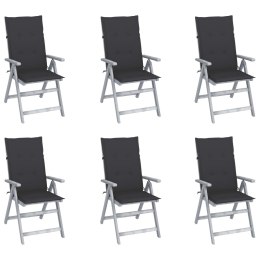  Rozkładane krzesła ogrodowe z poduszkami, 6 szt., lita akacja Lumarko!