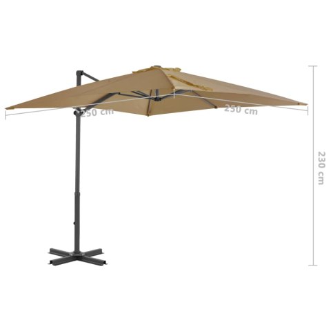  Parasol wiszący z aluminiowym słupkiem, 250x250 cm, taupe Lumarko!