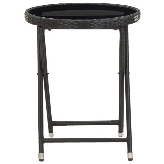 Stolik herbaciany, czarny, 60 cm, rattan PE i szkło hartowane Lumarko!