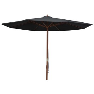  Parasol ogrodowy na drewnianym słupku, 350 cm, czarny Lumarko!