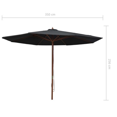  Parasol ogrodowy na drewnianym słupku, 350 cm, czarny Lumarko!