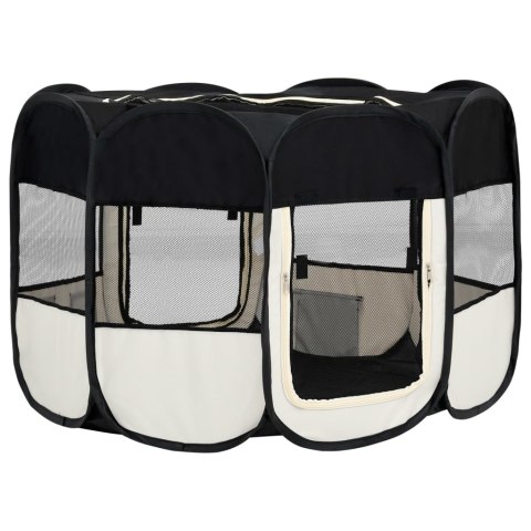  Składany kojec dla psa, z torbą, czarny, 125x125x61 cm Lumarko!