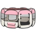  Składany kojec dla psa, z torbą, różowy, 125x125x61 cm Lumarko!