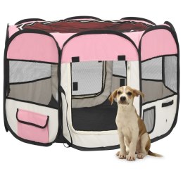  Składany kojec dla psa, z torbą, różowy, 90x90x58 cm Lumarko!