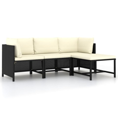  4-częściowa sofa ogrodowa, poduszki, rattan PE, czarna Lumarko!