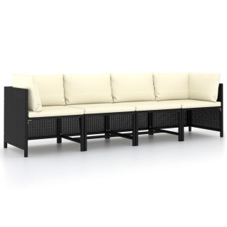  4-osobowa sofa ogrodowa z poduszkami, polirattan, czarna Lumarko!