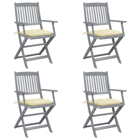  Składane krzesła ogrodowe, 4 szt., poduszki, drewno akacjowe Lumarko!