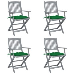  Składane krzesła ogrodowe, 4 szt., poduszki, drewno akacjowe Lumarko!