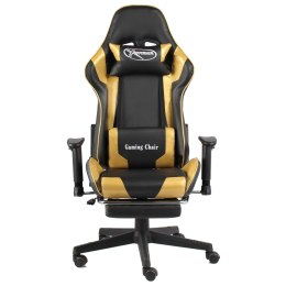  Obrotowy fotel gamingowy z podnóżkiem, złoty, PVC Lumarko!