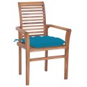  Krzesła stołowe, 2 szt., jasnoniebieskie poduszki, tekowe Lumarko!