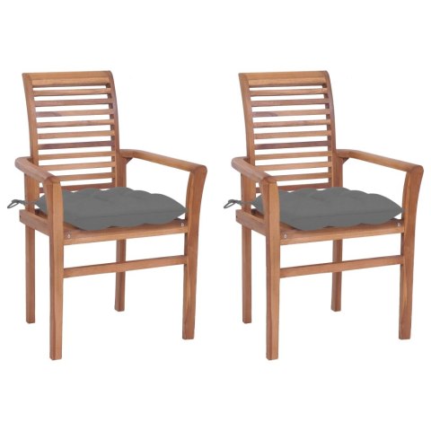  Krzesła stołowe, 2 szt., szare poduszki, drewno tekowe Lumarko!
