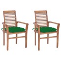 Krzesła stołowe, 2 szt., zielone poduszki, drewno tekowe Lumarko!