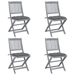  Składane krzesła ogrodowe, 4 szt., z poduszkami, akacjowe Lumarko!