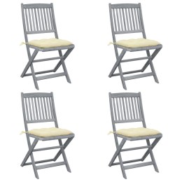  Składane krzesła ogrodowe, 4 szt., z poduszkami, akacjowe Lumarko!