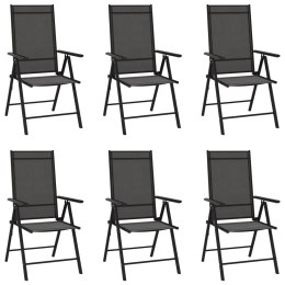  Składane krzesła ogrodowe, 6 szt., tkanina textilene, czarne Lumarko!