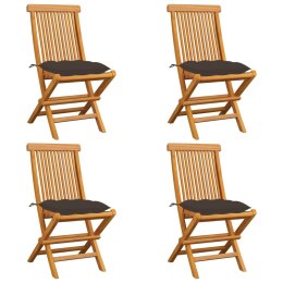  Krzesła ogrodowe, poduszki taupe, 4 szt., lite drewno tekowe Lumarko!