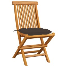  Krzesła ogrodowe, poduszki taupe, 4 szt., lite drewno tekowe Lumarko!