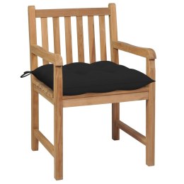  Krzesła ogrodowe z czarnymi poduszkami, 2 szt., drewno tekowe Lumarko!