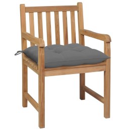  Krzesła ogrodowe z szarymi poduszkami, 2 szt., drewno tekowe Lumarko!