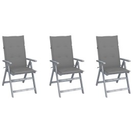  Rozkładane krzesła ogrodowe z poduszkami, 3 szt., lita akacja Lumarko!