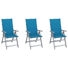  Rozkładane krzesła ogrodowe z poduszkami, 3 szt., lita akacja Lumarko!