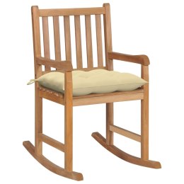 Fotel bujany z kremową poduszką, lite drewno tekowe Lumarko!