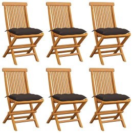  Krzesła ogrodowe, poduszki taupe, 6 szt., drewno tekowe Lumarko!