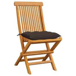 Krzesła ogrodowe, poduszki taupe, 6 szt., drewno tekowe Lumarko!