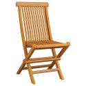  Krzesła ogrodowe z beżowymi poduszkami, 2 szt., drewno tekowe Lumarko!