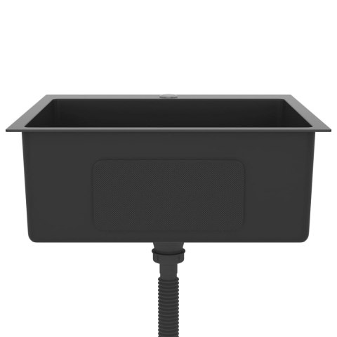  Ręcznie robiony zlew kuchenny z otworem na kran, czarny, stal Lumarko!