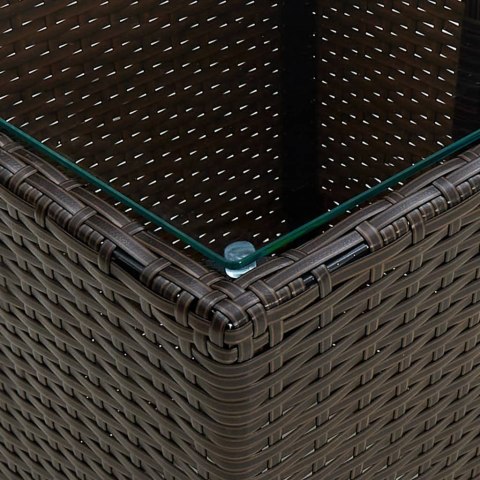  Stolik herbaciany, brązowy, 41,5x41,5x44 cm, rattan PE i szkło Lumarko!
