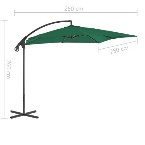  Parasol wiszący ze stalowym słupkiem, 250 x 250 cm, zielony Lumarko!