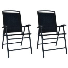  Składane krzesła ogrodowe, 2 szt., tworzywo textilene, czarne Lumarko!