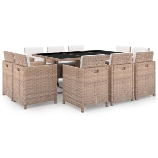  11-cz. zestaw mebli ogrodowych z poduszkami, rattan PE, beżowy Lumarko!