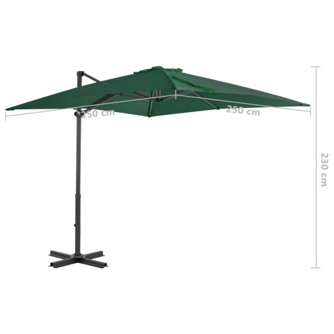  Parasol wiszący z aluminiowym słupkiem, 250x250 cm, zielony Lumarko!