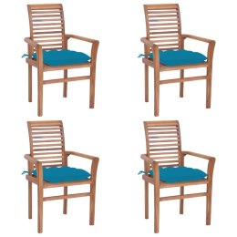  Krzesła stołowe, 4 szt., jasnoniebieskie poduszki, tekowe Lumarko!
