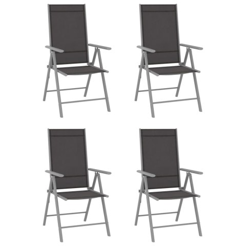 Składane krzesła ogrodowe, 4 szt., tkanina textilene, czarne Lumarko!