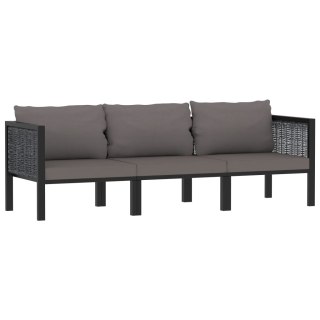  3-osobowa sofa ogrodowa z poduszkami, antracytowa, polirattan Lumarko!