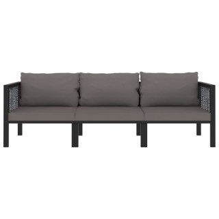  3-osobowa sofa ogrodowa z poduszkami, antracytowa, polirattan Lumarko!