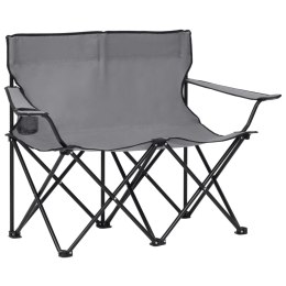Lumarko 2-osobowe, składane krzesło turystyczne, stal i tkanina, szare