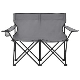 Lumarko 2-osobowe, składane krzesło turystyczne, stal i tkanina, szare