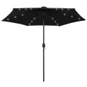  Parasol ogrodowy z LED i aluminiowym słupkiem, 270 cm, czarny Lumarko!