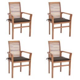  Krzesła stołowe z poduszkami taupe, 4 szt., lite drewno tekowe Lumarko!