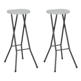 Lumarko Składane stołki barowe, 2 szt., HDPE i stal, białe