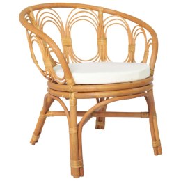  Krzesło stołowe z poduszką, jasnobrązowy naturalny rattan i len Lumarko!